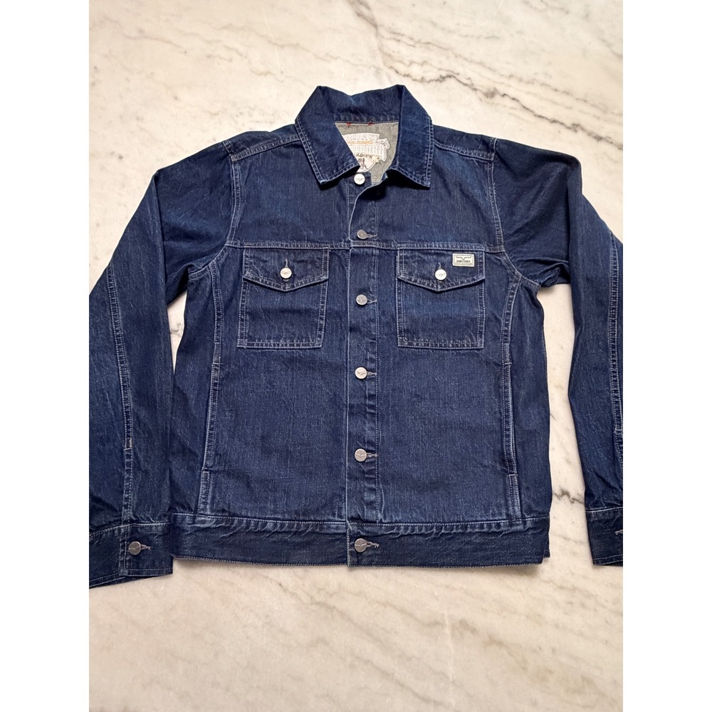 Kimes Ranch Mens Denim Jacket Dark Wash Cone Denim 2022 US Shootout Finals Large